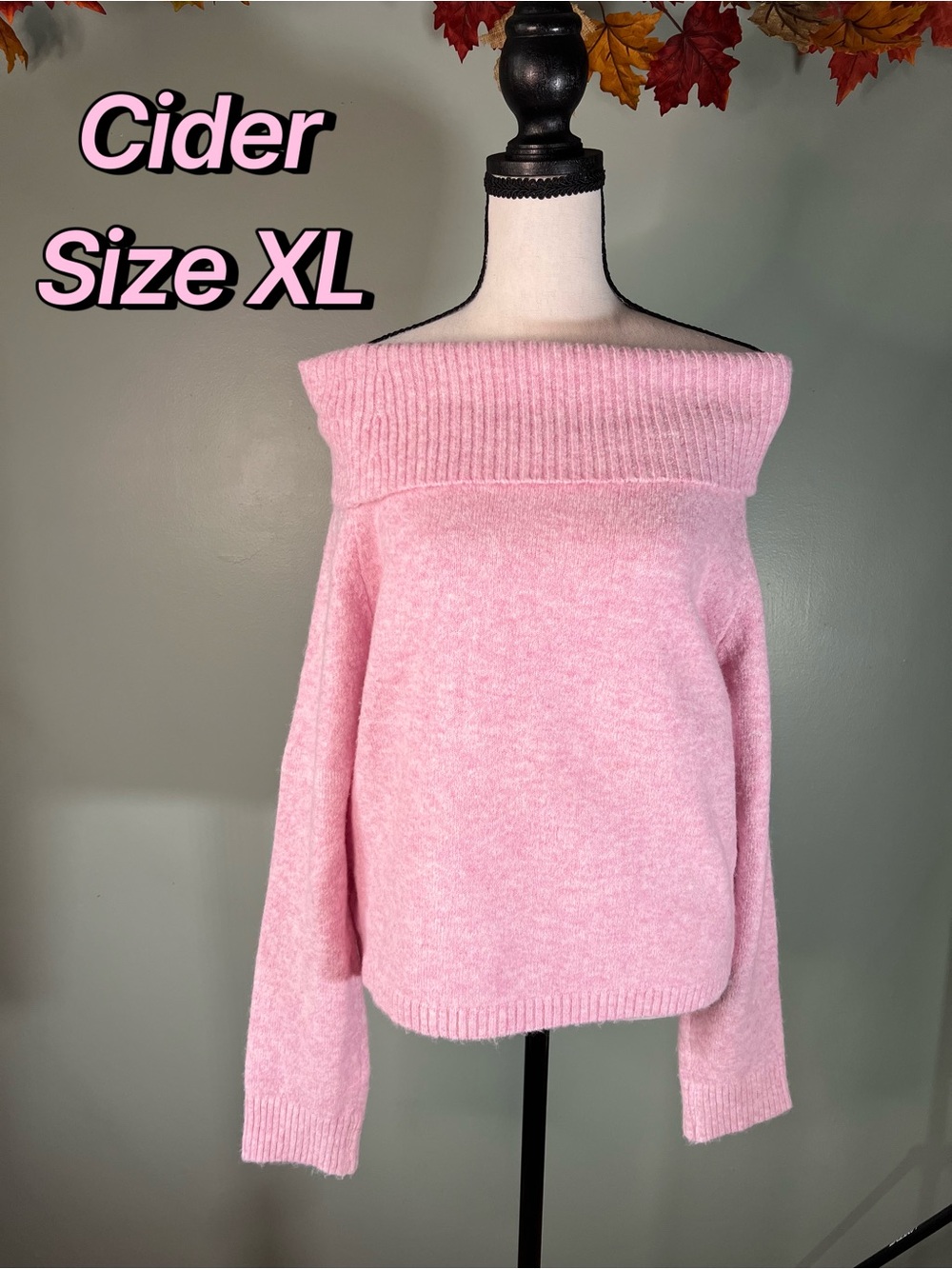 Cider Off-Shoulder Light Pink Sweater